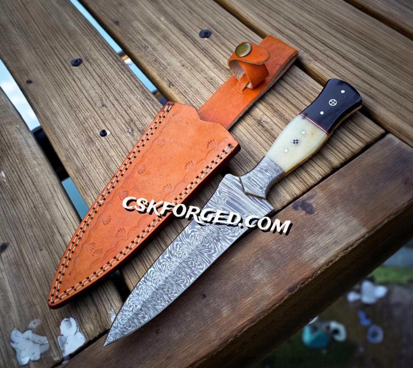 cskforged Hunting knives Damascus Steel Annie Oakley Carver Hunting Boot Knife