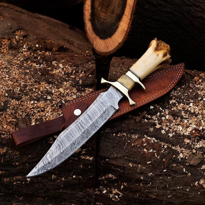 cskforged Hunting knives Damascus Steel Hunting Knives - Custom Handmade knife - Hand Forged Damascus steel Knife