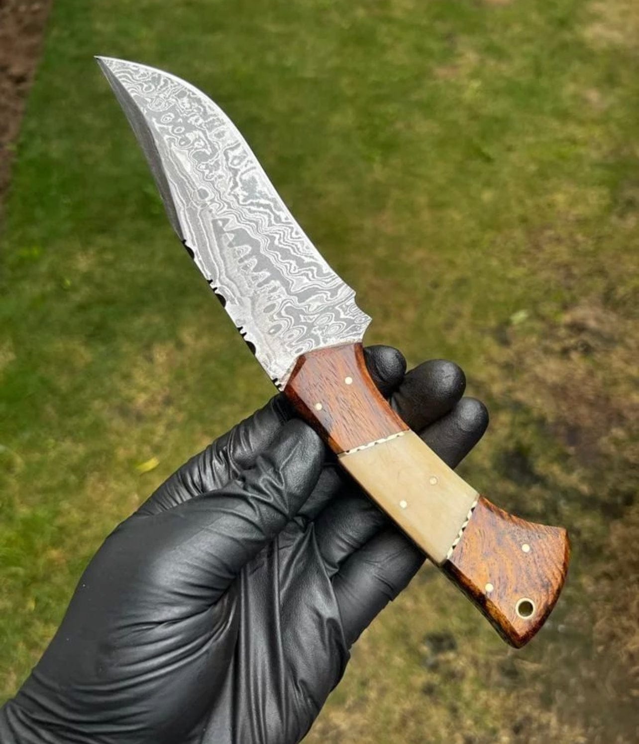 cskforged Hunting knives Damascus Steel Trailing Point Hunting Knife