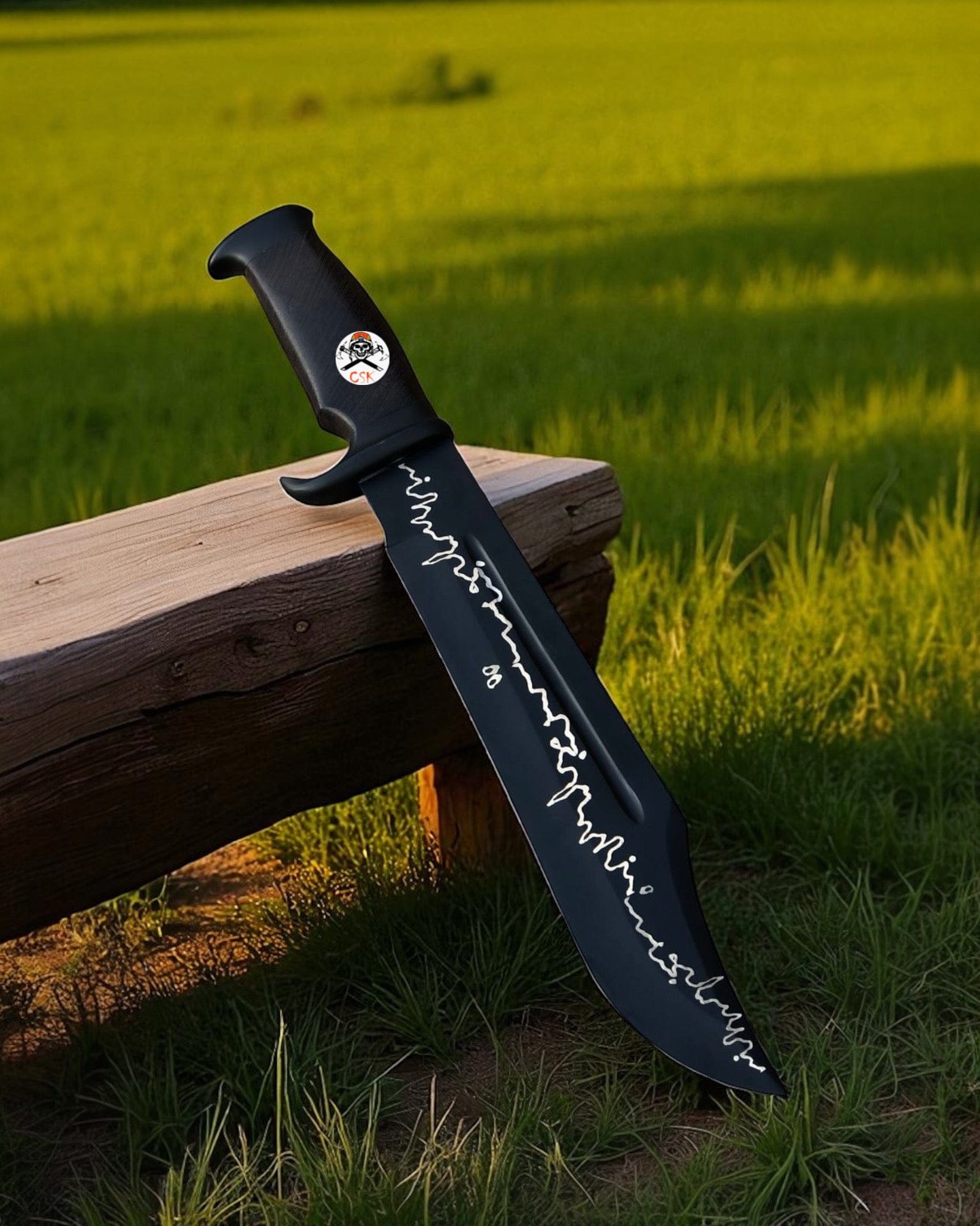 cskforged Hunting knives Engraved Black Bowie Knife – Heavy Duty Survival & Collectible Blade