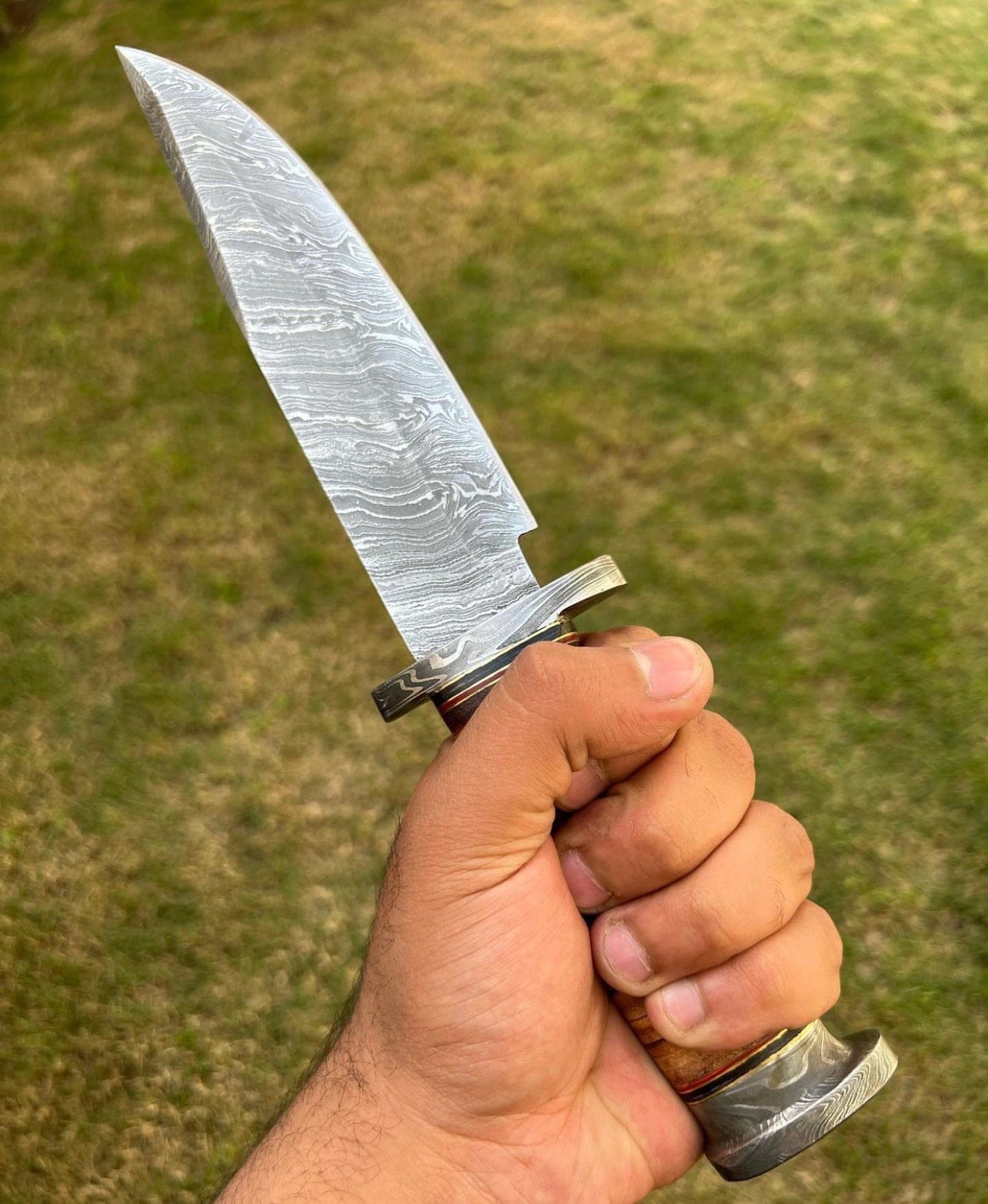 cskforged Hunting knives Exquisite Damascus Hunting Knife with Stacked Leather Handle | Limited Edition | cskforged store"