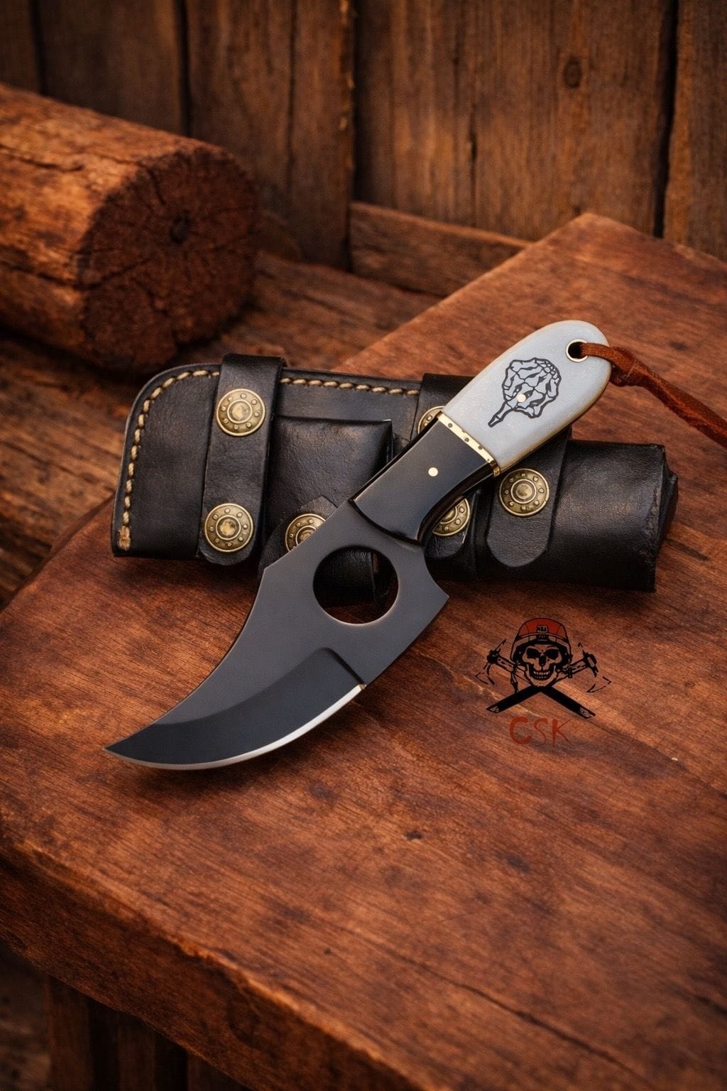 cskforged Hunting knives FTW KNIFE - Handmade Jesse Skinner - BLACK & WHITE- D2 Steel - Horizontal & Vertical Carry