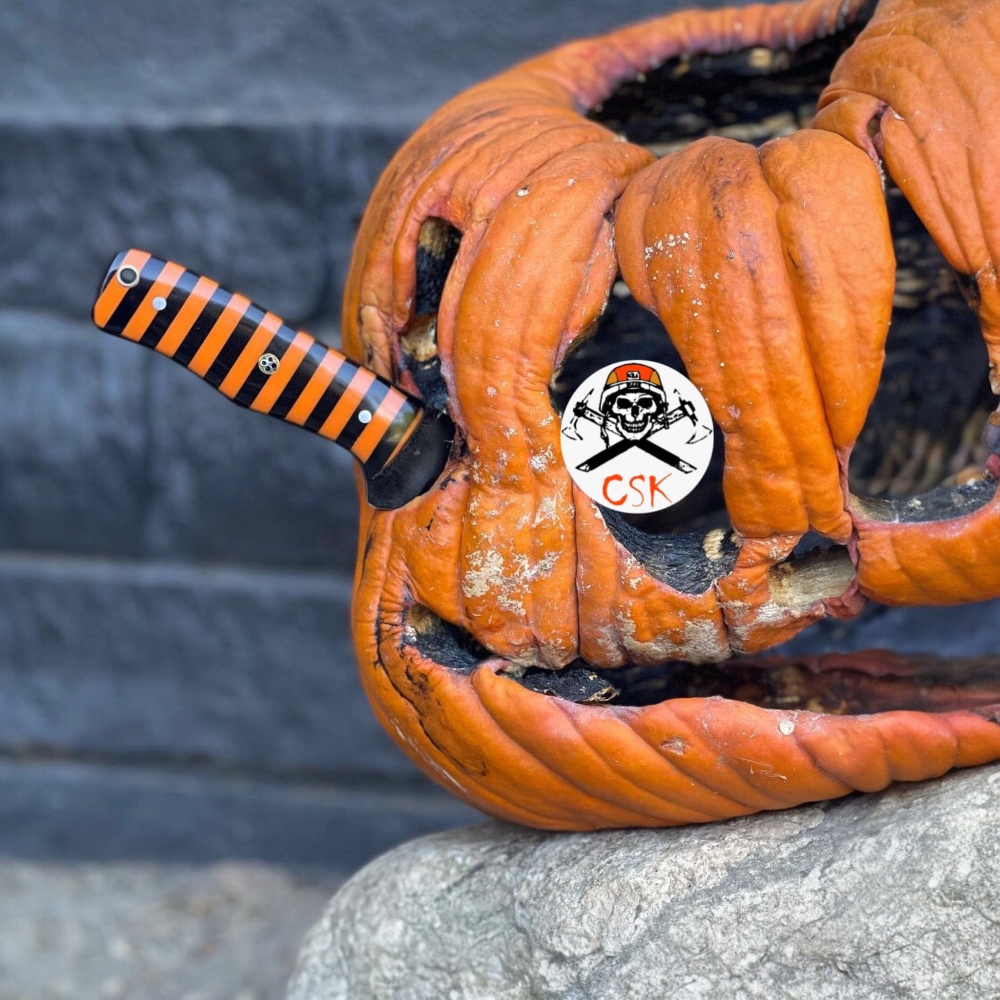 cskforged Hunting knives Halloween Custom Black-and-Orange Striped Hunting Knife