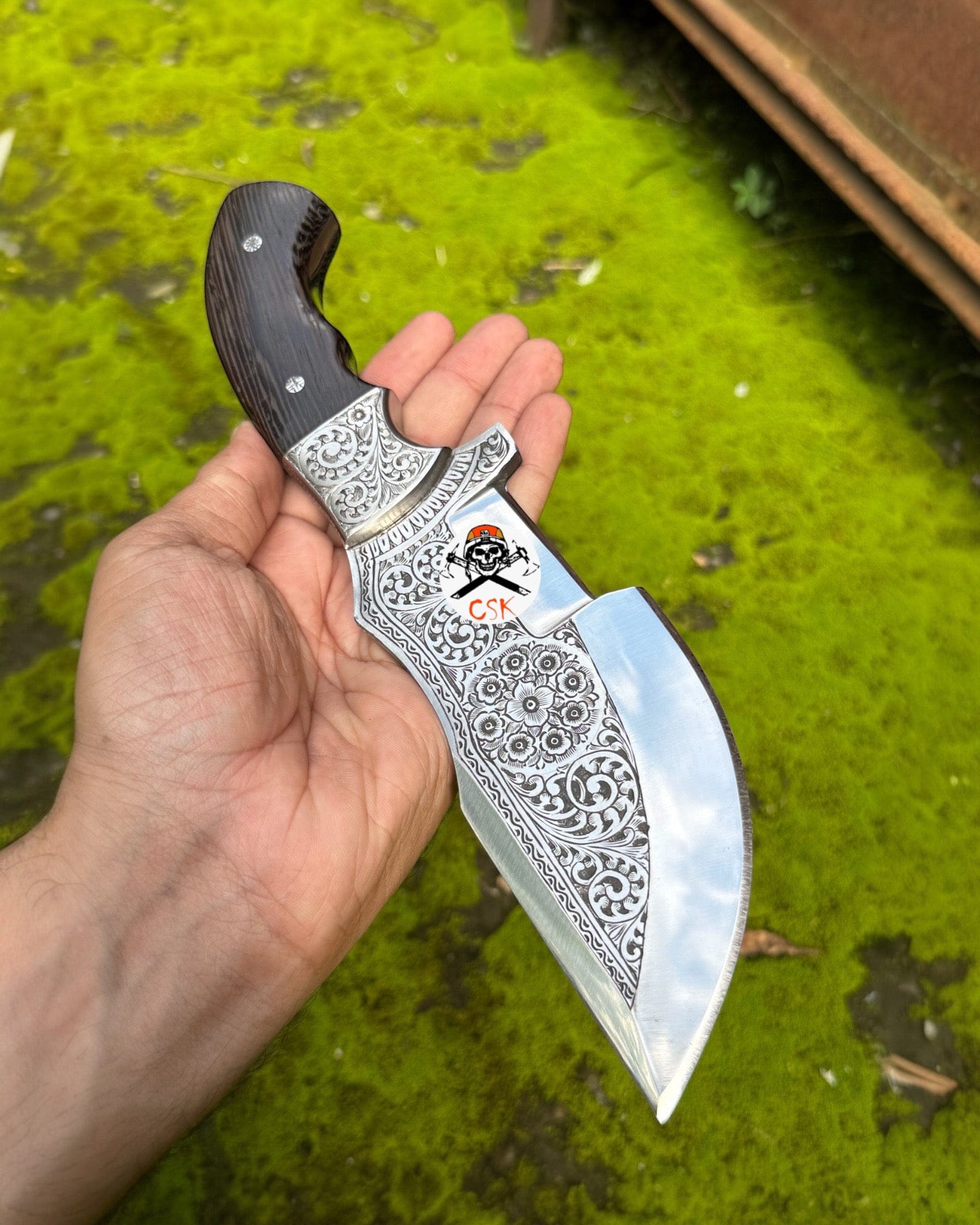 cskforged Hunting knives Hand Engraved Knife | Full Tang D2 Steel Blade