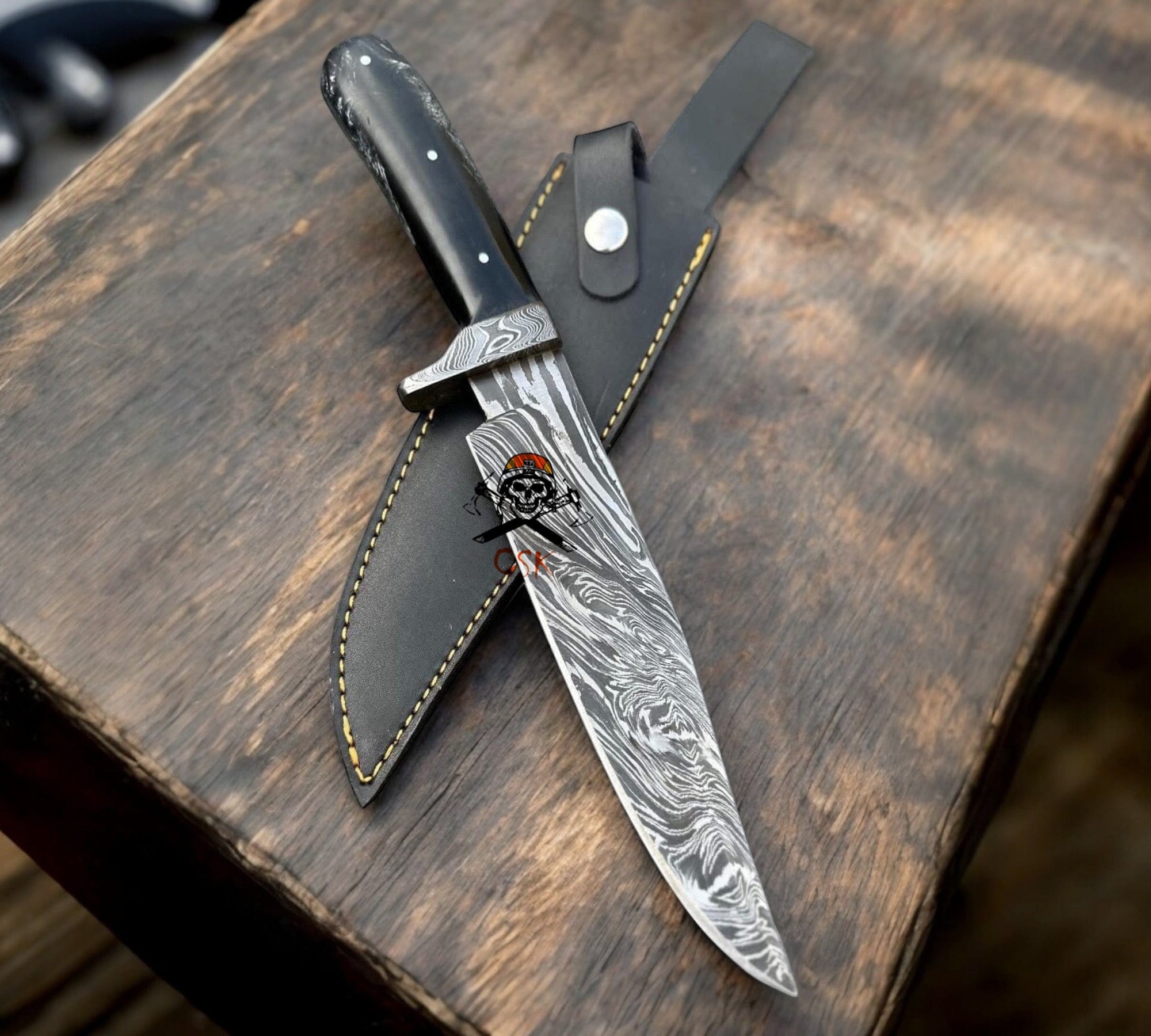 cskforged Hunting knives Hand-Forged Damascus Steel Hunting Knife – Full Tang Fixed Blade with Premium Sheath