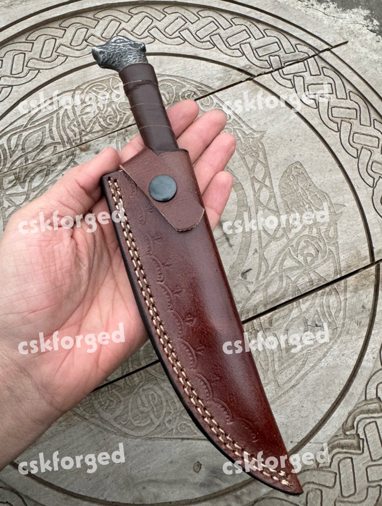 cskforged Hunting knives Hand Forged Viking Knife - 5.5" Blade with Boar's Head Hilt - Pocket Dagger - Cosplay Item - Sharp Blade - Birthday Gift - Medieval knife