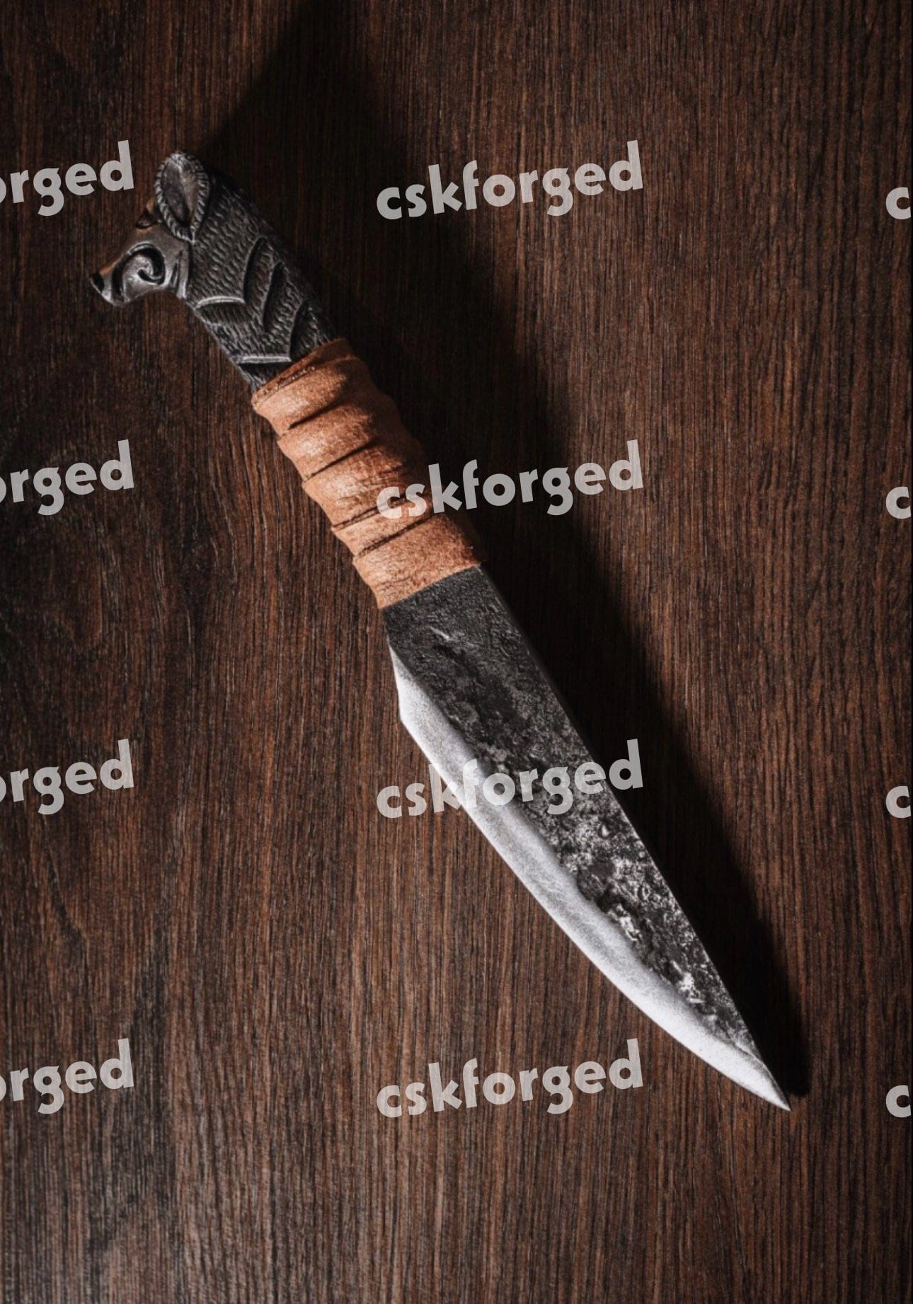 cskforged Hunting knives Hand Forged Viking Knife - 5.5" Blade with Boar's Head Hilt - Pocket Dagger - Cosplay Item - Sharp Blade - Birthday Gift - Medieval knife