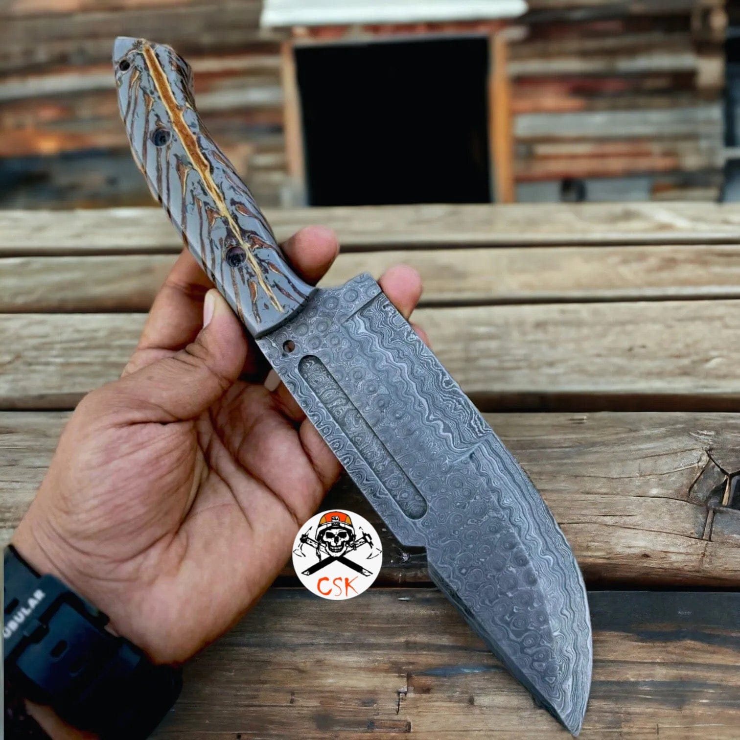cskforged Hunting knives Handmade Damascus Steel Hunting & Survival Bushcraft Knife with Pine-Cone