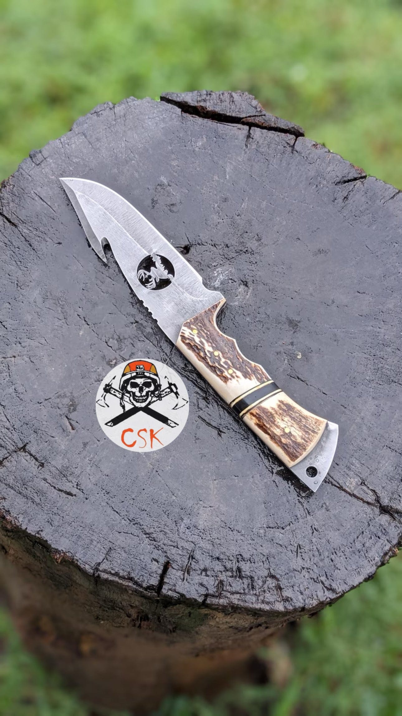 cskforged Hunting knives Hunting Handcrafted Carbon Steel Hunting Knife with Antler Handle – Custom Bushcraft Survival Blade