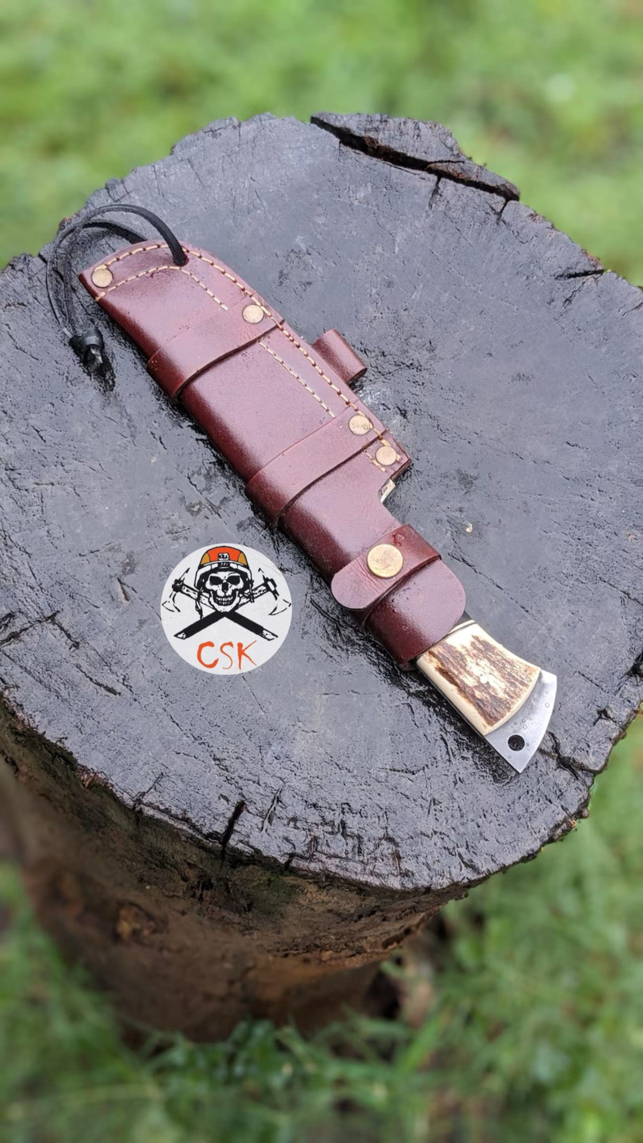 cskforged Hunting knives Hunting Handcrafted Carbon Steel Hunting Knife with Antler Handle – Custom Bushcraft Survival Blade