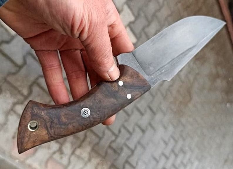 cskforged Hunting knives Hunting Knife 1075 Carbon Steel and Walnut Wood Handle - Blacksmith Made Camping Knife - Tactical Knife - Survival Knife with Sheath