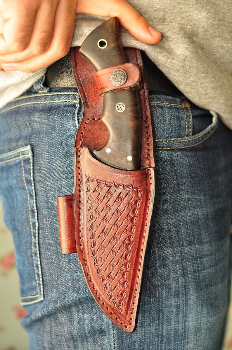 cskforged Hunting knives Hunting Knife 1075 Carbon Steel and Walnut Wood Handle - Blacksmith Made Camping Knife - Tactical Knife - Survival Knife with Sheath
