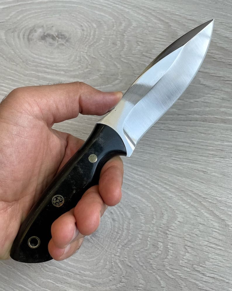 cskforged Hunting knives Hunting Knife 1095 Carbon Steel and Compact Buffalo horn Handle -Blacksmith Made Camping Knife - Bushcraft Knife - Survival Knife with Sheath