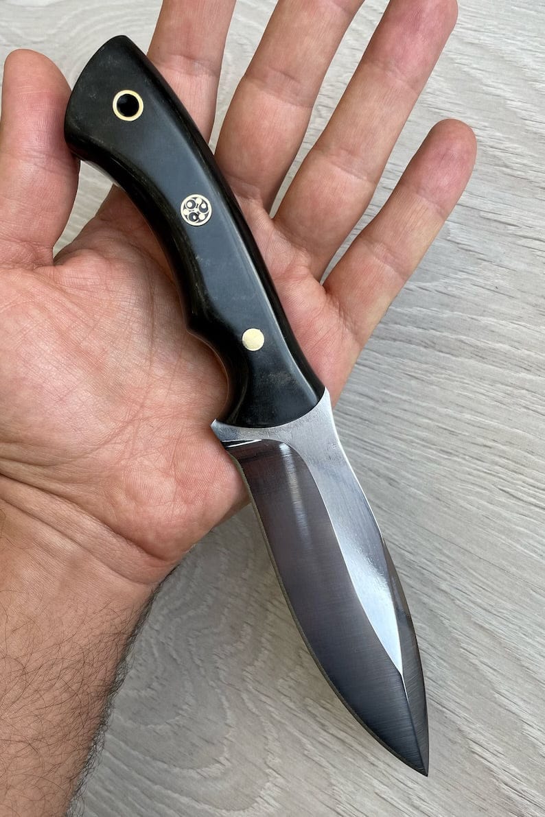 cskforged Hunting knives Hunting Knife 1095 Carbon Steel and Compact Buffalo horn Handle -Blacksmith Made Camping Knife - Bushcraft Knife - Survival Knife with Sheath