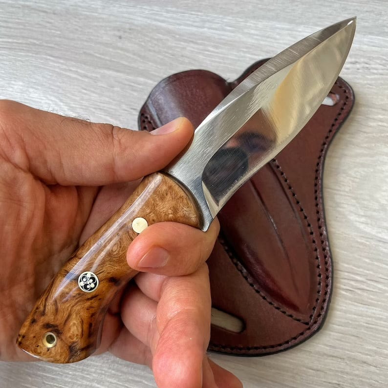 cskforged Hunting knives Hunting Knife 1095 Carbon Steel and Walnut Wood Handle -Blacksmith Made Camping Knife - Bushcraft Knife - Survival Knife with Sheath