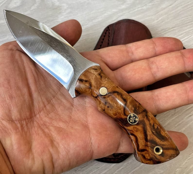 cskforged Hunting knives Hunting Knife 1095 Carbon Steel and Walnut Wood Handle -Blacksmith Made Camping Knife - Bushcraft Knife - Survival Knife with Sheath