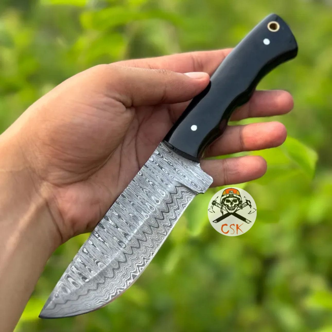 cskforged Hunting knives Hunting Premium Hand-Forged Damascus Steel Pair Hunting Knife with Ergonomic Black Handle | High-Performance Blade