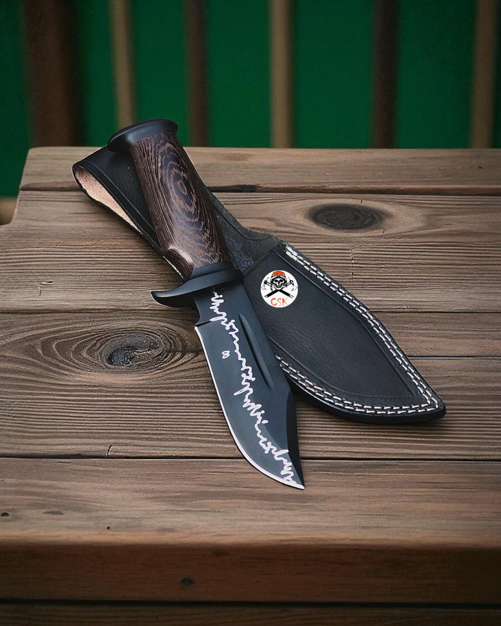 cskforged Hunting knives Hunting ShadowForge Black Blade Handmade Hunting Knife with Wenge Wood Grain Handle