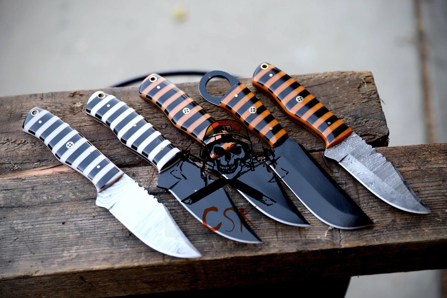 cskforged Hunting knives Jail Bird & Halloween Carbon Steel Blades set