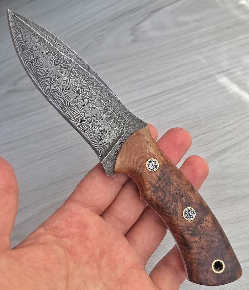 cskforged Hunting knives REAL DAMASCUS Hunting Knife Walnut Wood Handle - 150 Layers - Blacksmith Made - Camping Knife - Damascus Steel Knife - Survival Knife