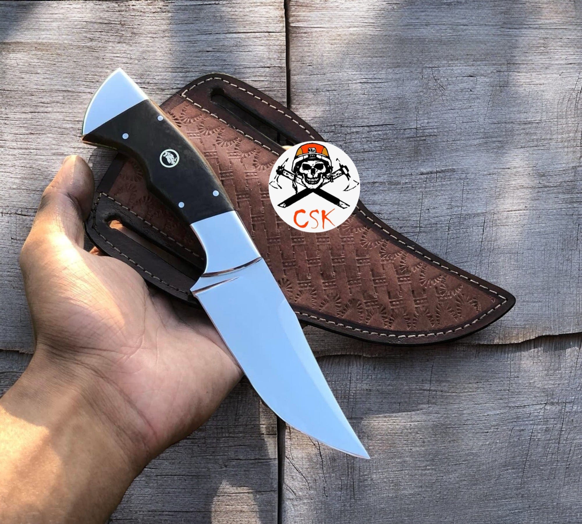 cskforged Hunting knives Ridgeback Ranger-Custom Handcrafted J2 Steel Hunting Knife with Rose Wood Handle and Steel Bolster