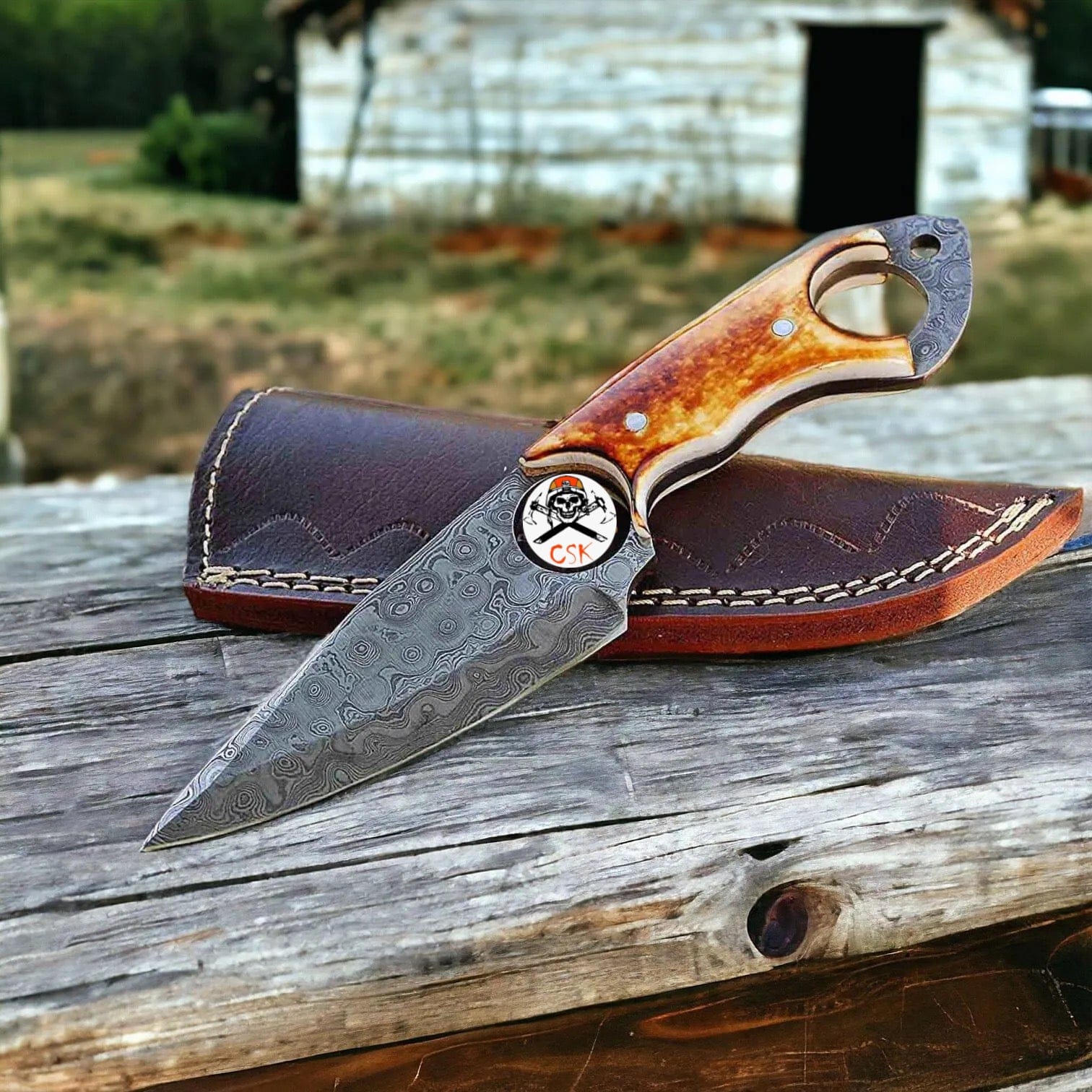 cskforged Hunting knives RingTail Hunting Knife – Tinted Camel Bone Handle – Full Tang – Ultimate Outdoor Companion-Knife
