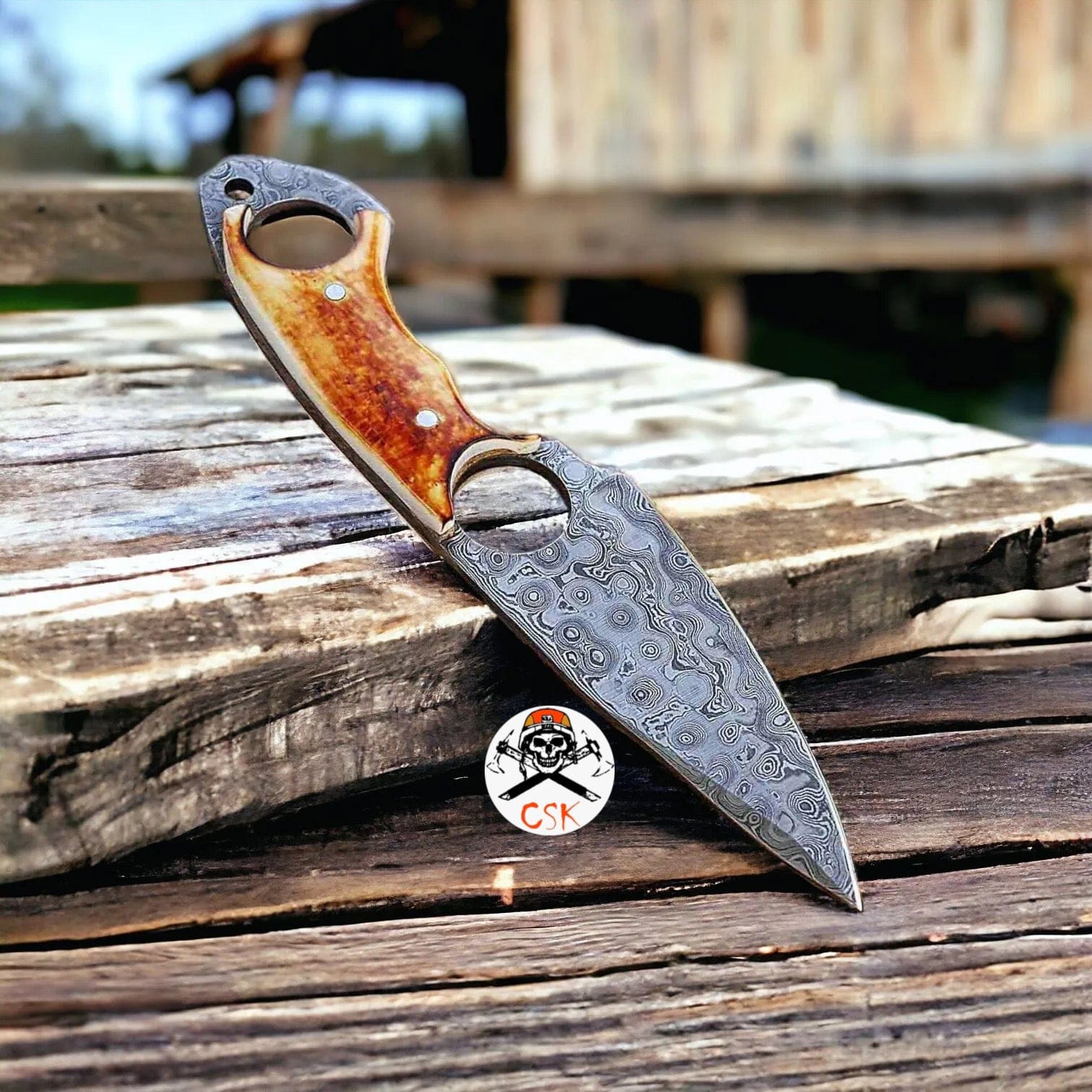 cskforged Hunting knives RingTail Hunting Knife – Tinted Camel Bone Handle – Full Tang – Ultimate Outdoor Companion-Knife