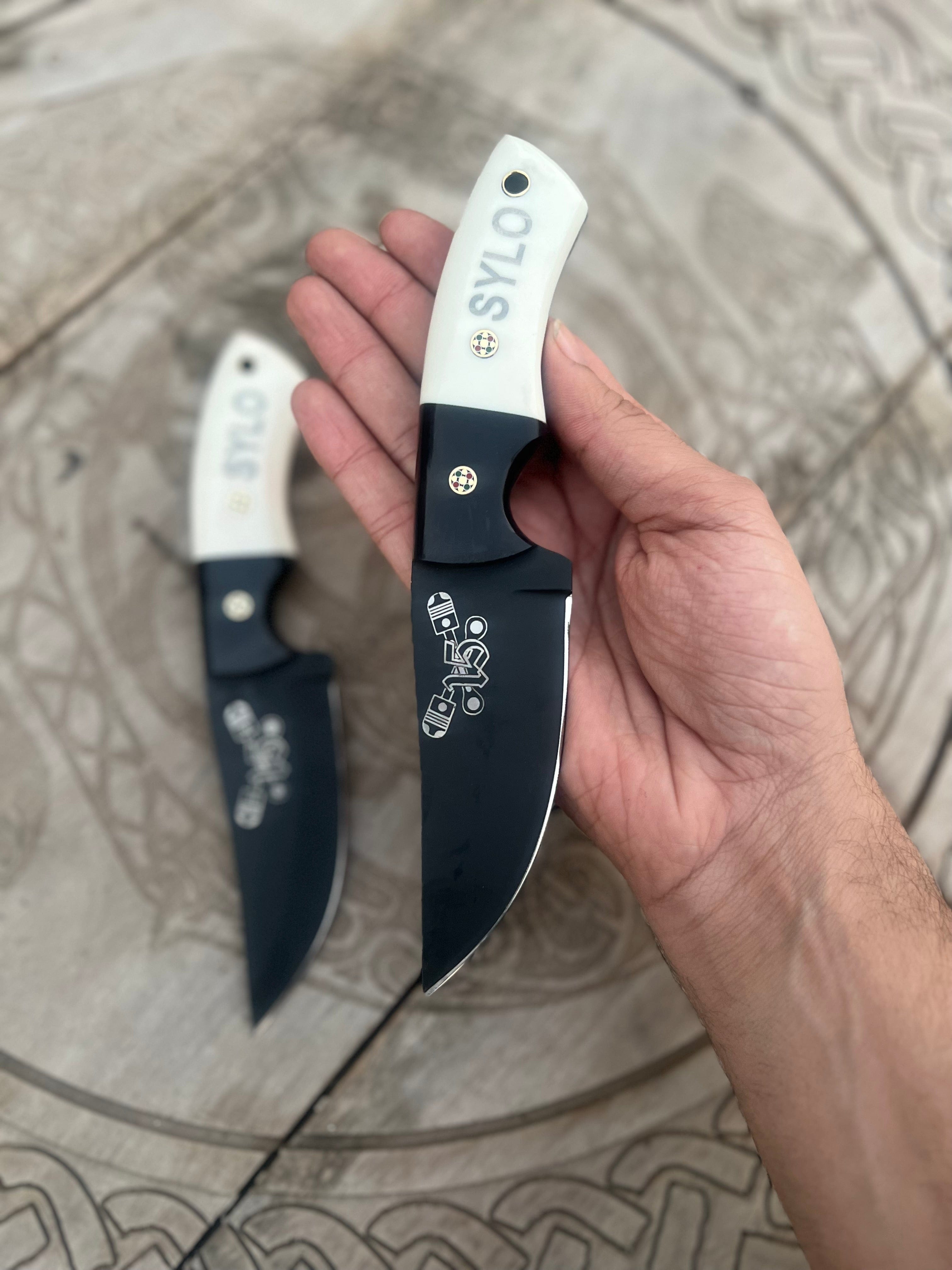 cskforged Hunting knives SYLO Crossed Piston 15-Knife Full Tang  Hand Forged J2 Steel SYLO Blade