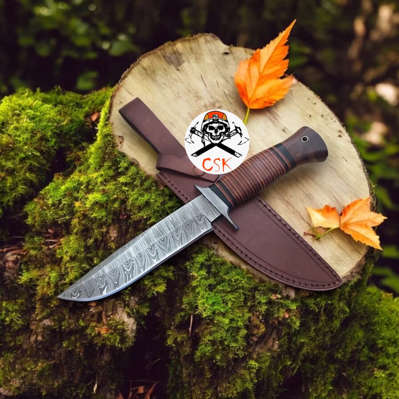cskforged Hunting knives Timber Viper Damascus Steel Survival Knife