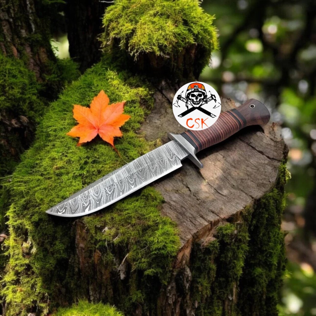 cskforged Hunting knives Timber Viper Damascus Steel Survival Knife