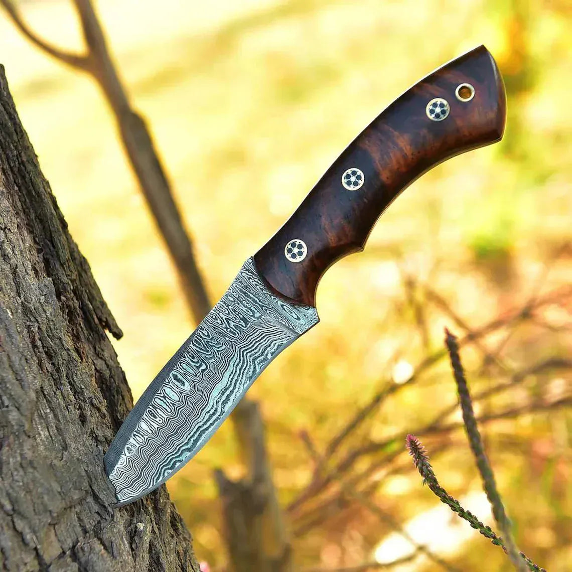 cskforged Hunting knives Wilderness Warrior' Custom Handmade Damascus Steel Hunting Knife with Rosewood Handle