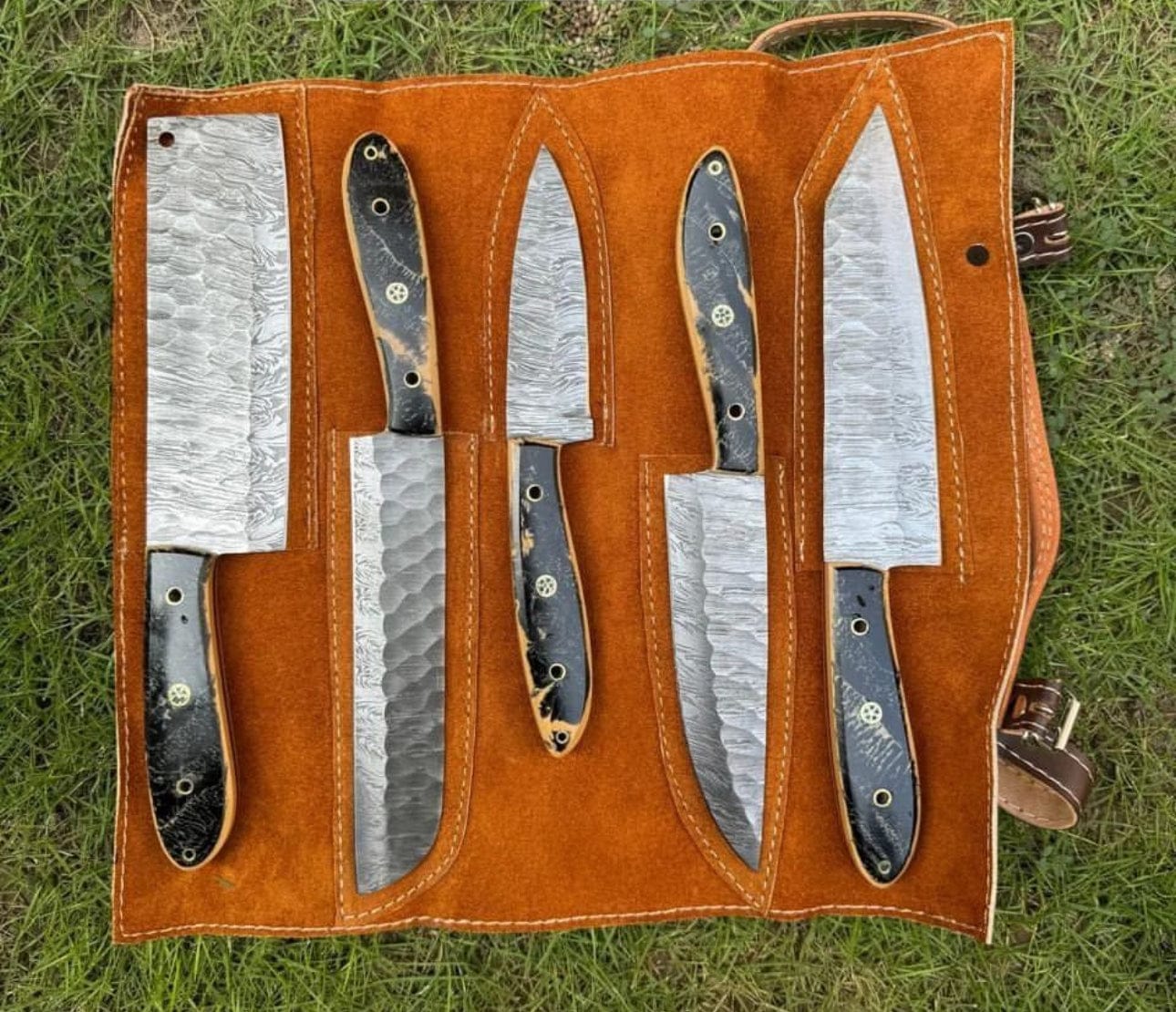 cskforged Kitchen knives Exquisite 5-Piece Handmade Damascus Steel Chef's Knife Set