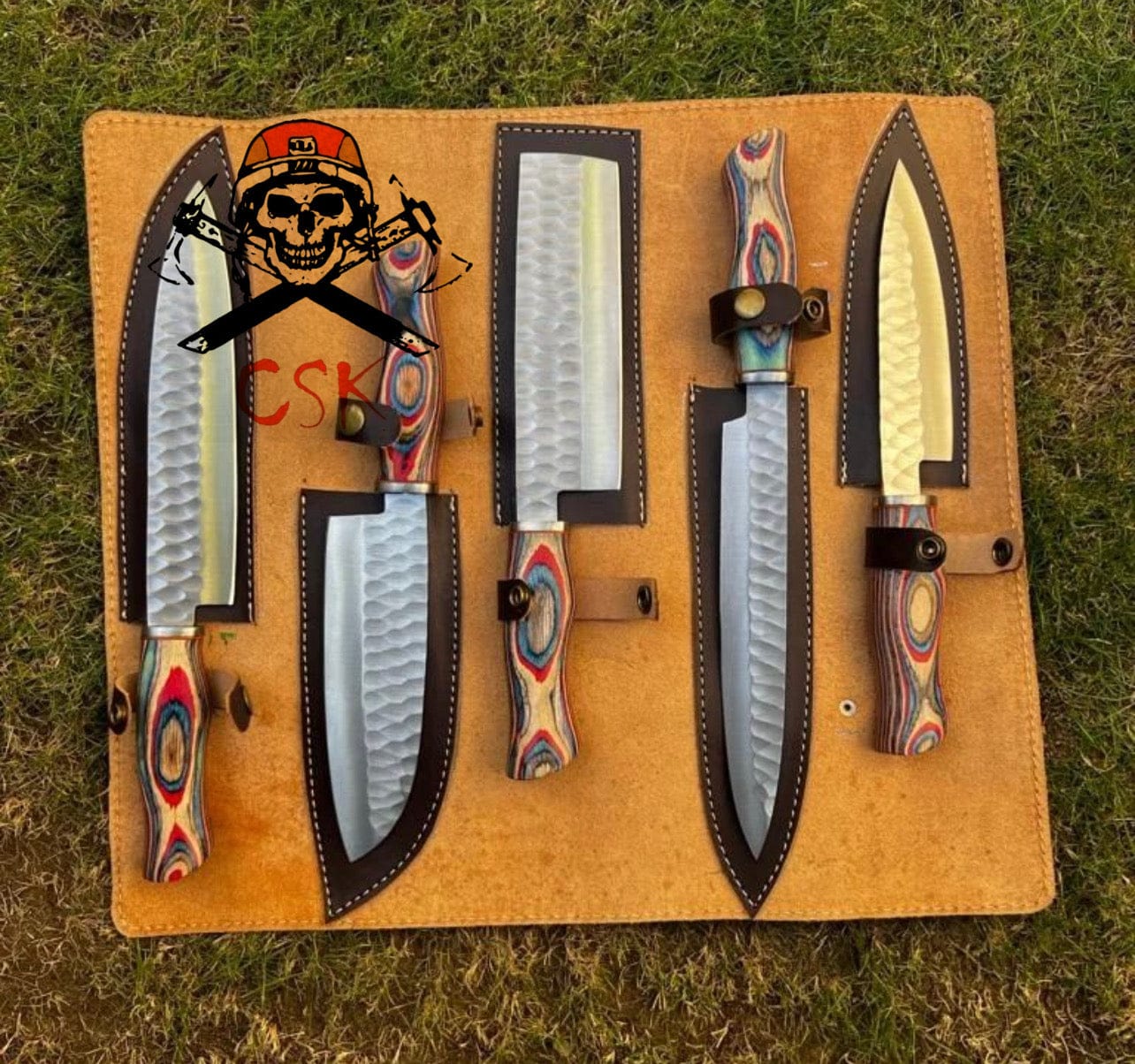 cskforged Kitchen knives Handmade J2 steel (5pcs) kitchen chef knives set