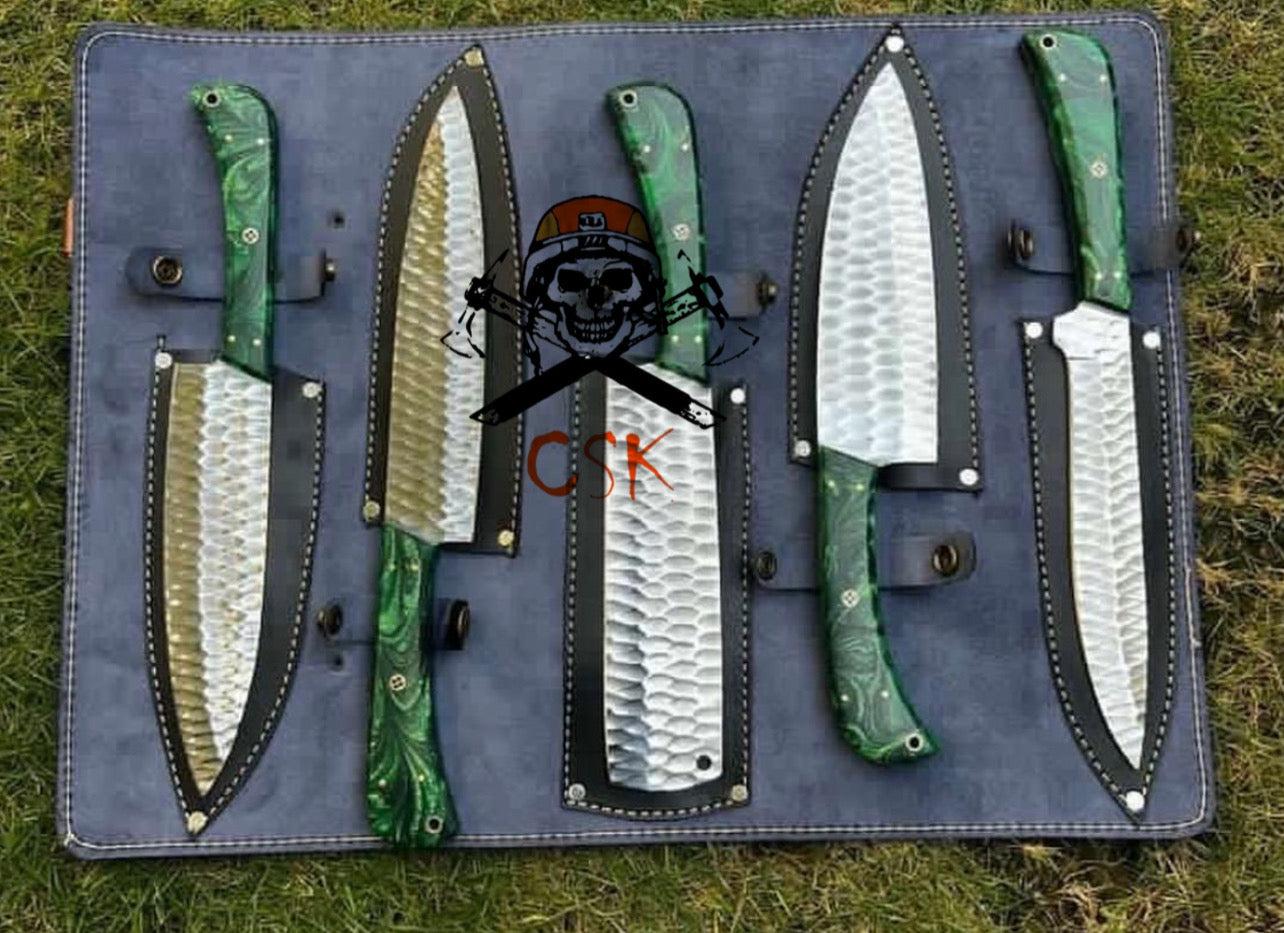cskforged Kitchen set 5pcs Custom made D2 Steel chef knives set
