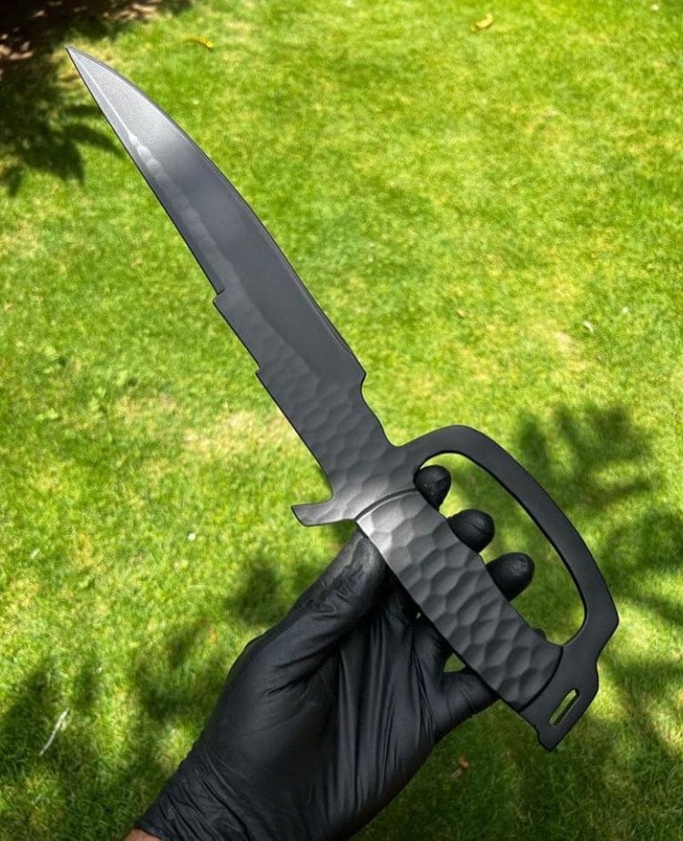 cskforged Knife D Guard Custom Made D2 Steel Black Powder Coated Camping Knife