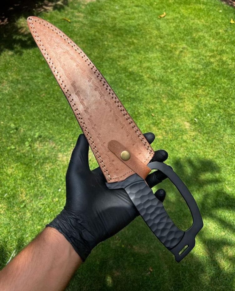 cskforged Knife D Guard Custom Made D2 Steel Black Powder Coated Camping Knife