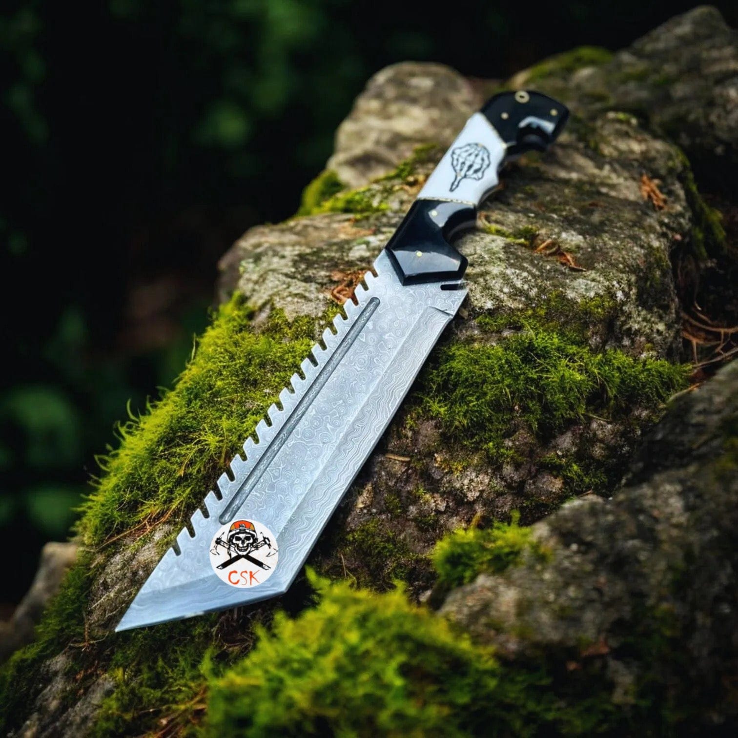 cskforged Knife Damascus Black & white Edition FTW Knife for Outdoor Enthusiasts