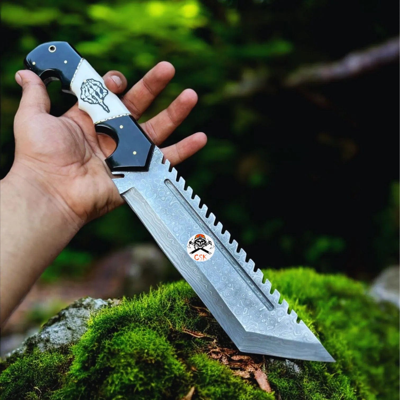 cskforged Knife Damascus Black & white Edition FTW Knife for Outdoor Enthusiasts