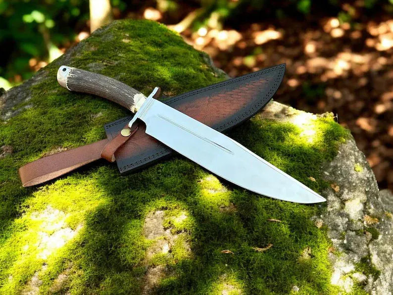 cskforged Knife Frontier Legend Western Knife – Custom Handmade D2 Steel Blade with Antler Handle
