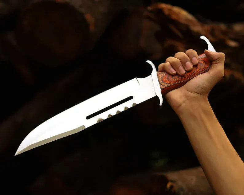 cskforged Knife Handmade Stainless Steel blade Rambo Knife With Pakka Wood handle, Steel Guard & Pommel