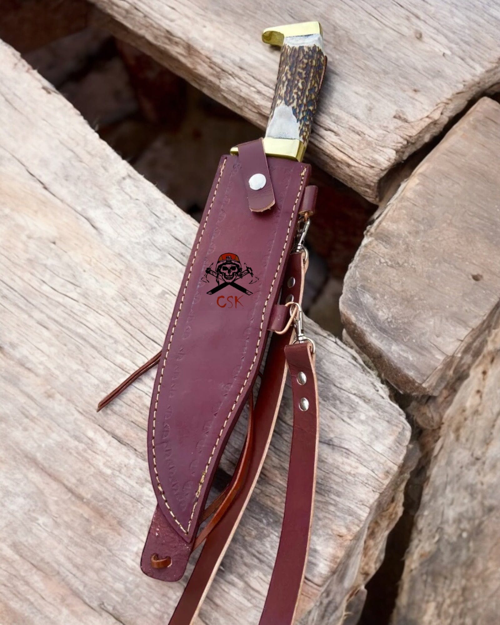 cskforged Knife Highlander Antler Handle Knife Custom Handmade D2 Steel Blade