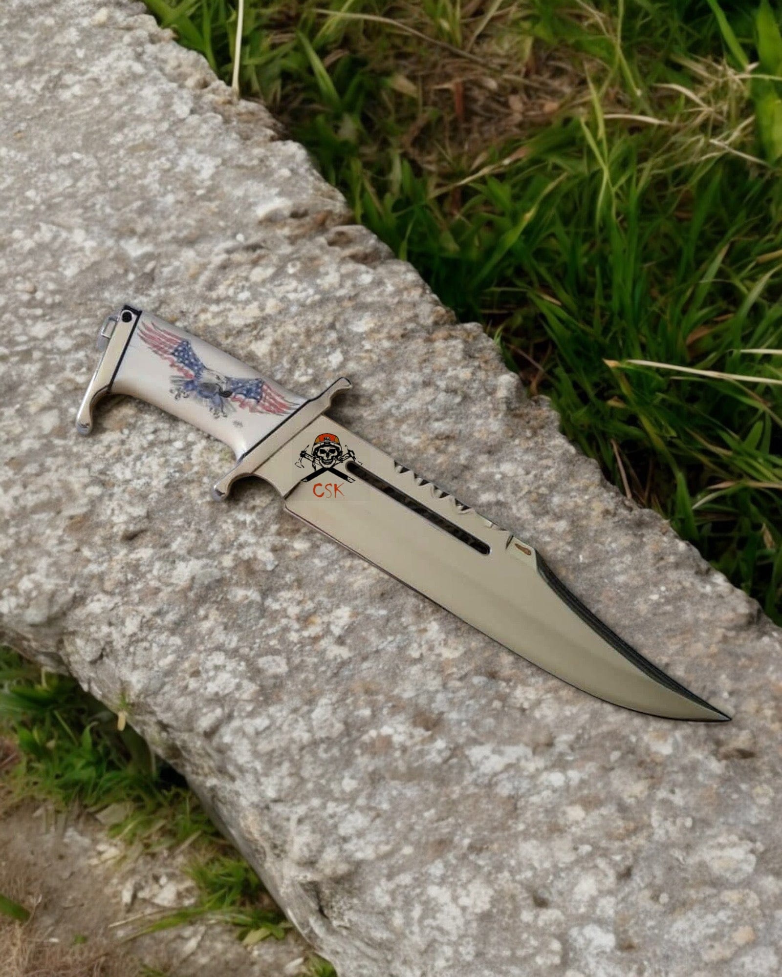 cskforged Knife Patriotic Rambo Knife – Eagle Handle Logo & Tactical Blade