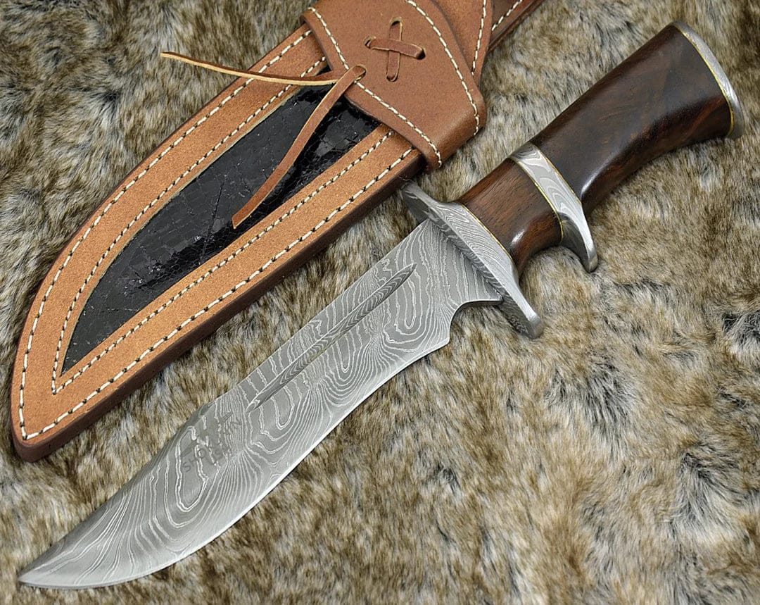 cskforged Knife RAIDER PERSONALIZED DAMASCUS STEEL Camping KNIFE WITH EXOTIC ROSE WOOD HANDLE & SHEATH