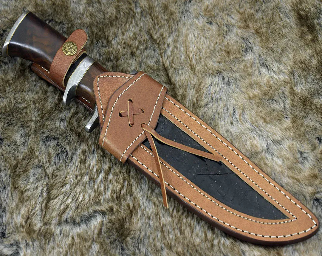 cskforged Knife RAIDER PERSONALIZED DAMASCUS STEEL Camping KNIFE WITH EXOTIC ROSE WOOD HANDLE & SHEATH