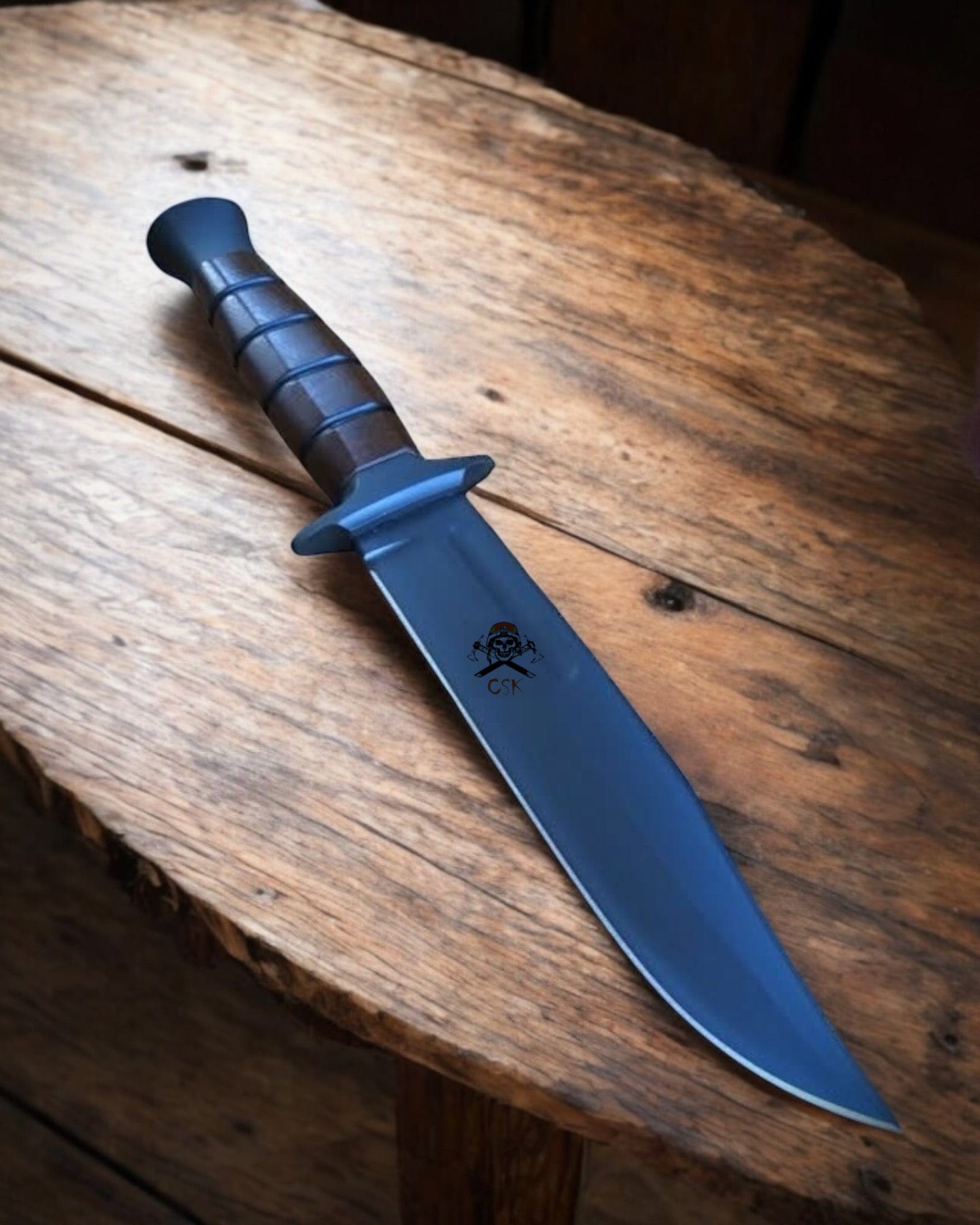 cskforged Knife Tactical Ka-Bar Style Combat Knife – Black Coated Fixed Blade with Classic Grip – Military Survival & Hunting Knife