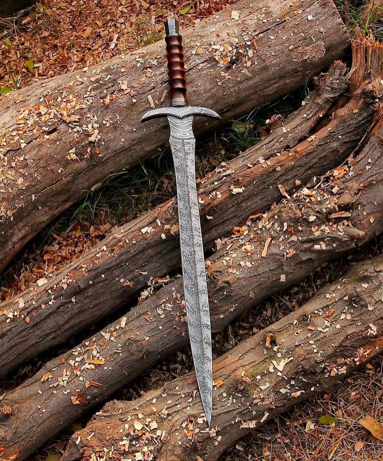 cskforged Knight sword Kingslayer Arming Sword with Damascus Blade