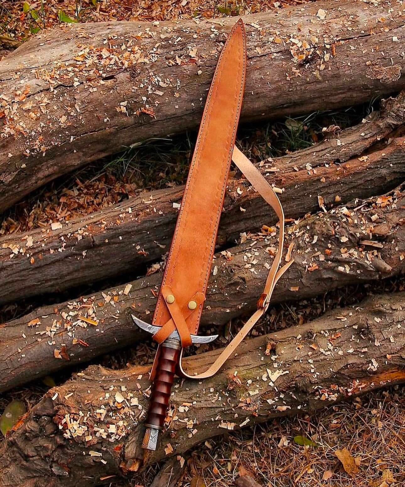 cskforged Knight sword Kingslayer Arming Sword with Damascus Blade