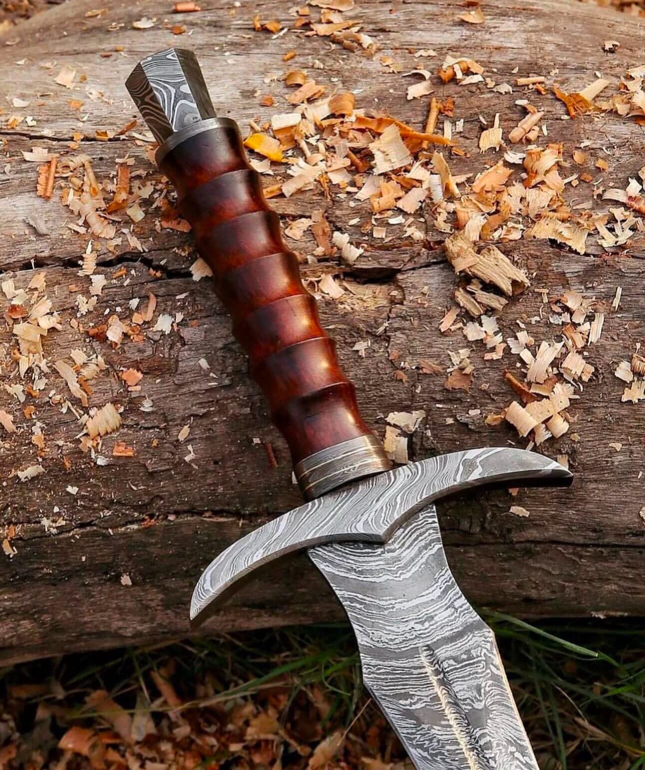 cskforged Knight sword Kingslayer Arming Sword with Damascus Blade