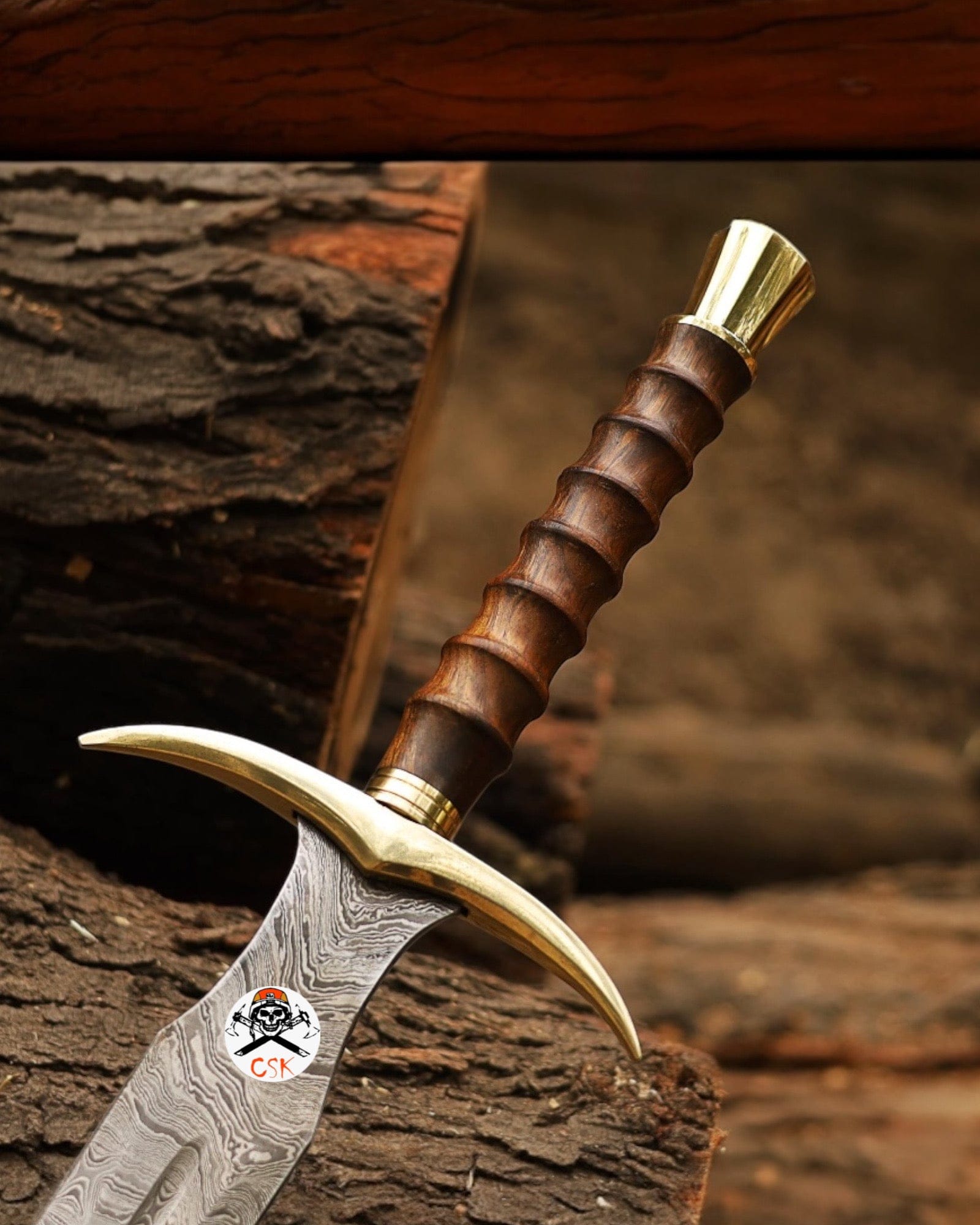cskforged Knight sword Kingslayer Arming Sword with Damascus Blade & Brass Clip