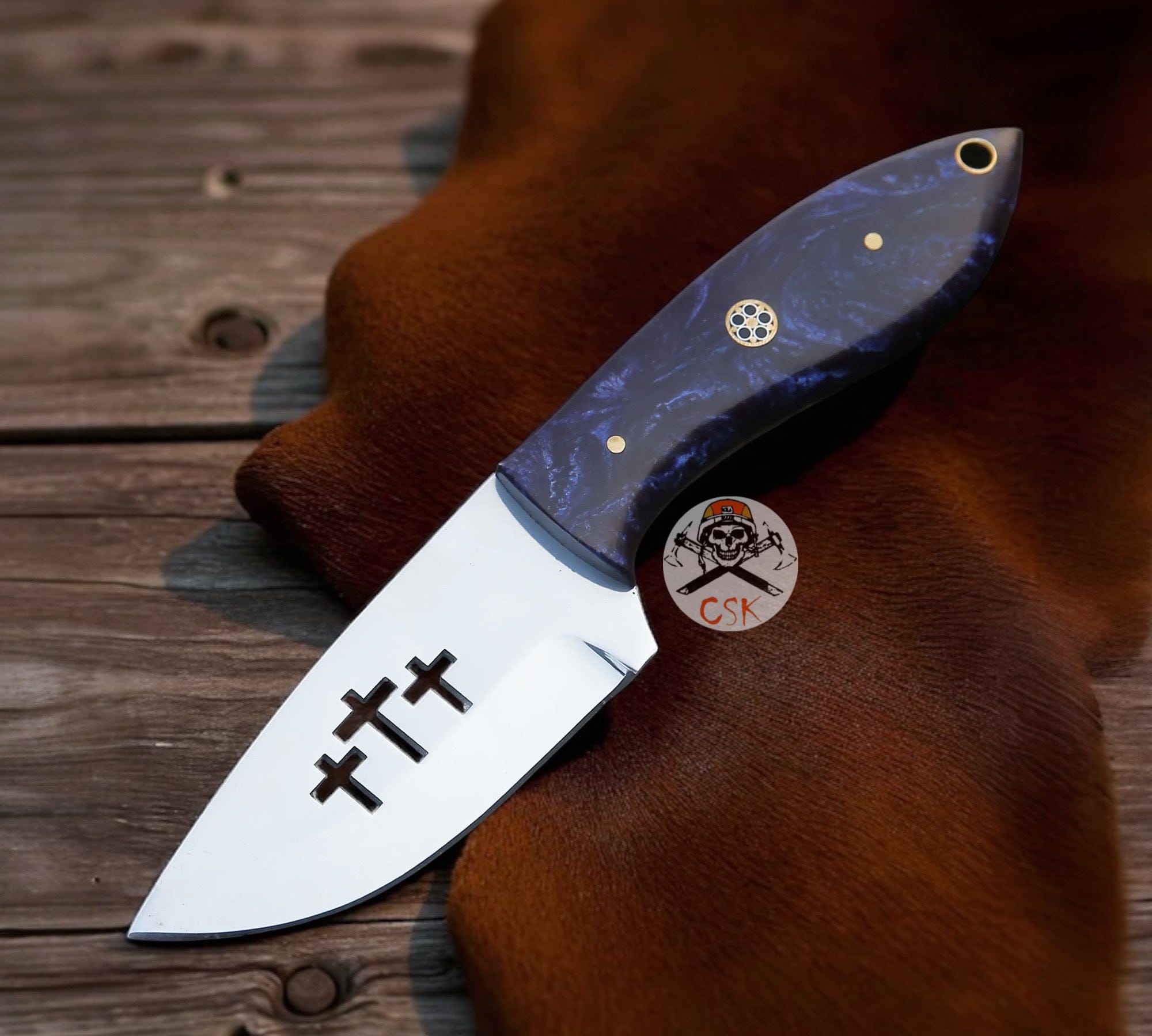 cskforged LimitedRelease Cross Wirecut Blade – Polished Steel & Midnight Resin Handle